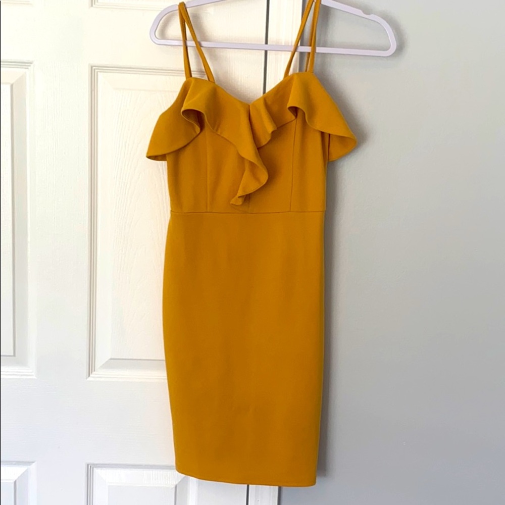 Iris midi mustard dress